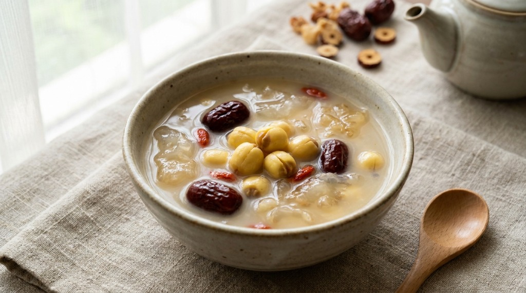 Snow Fungus & Lotus Seed Soup (Yin Er Lian Zi Geng) 银耳莲子羹(银耳汤)