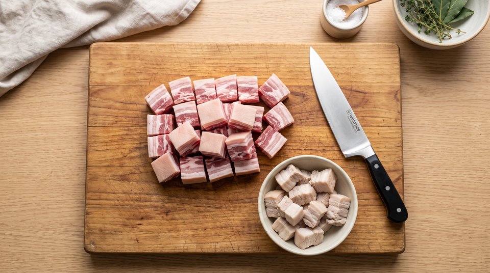 Step 1: Cut and Blanch the Pork